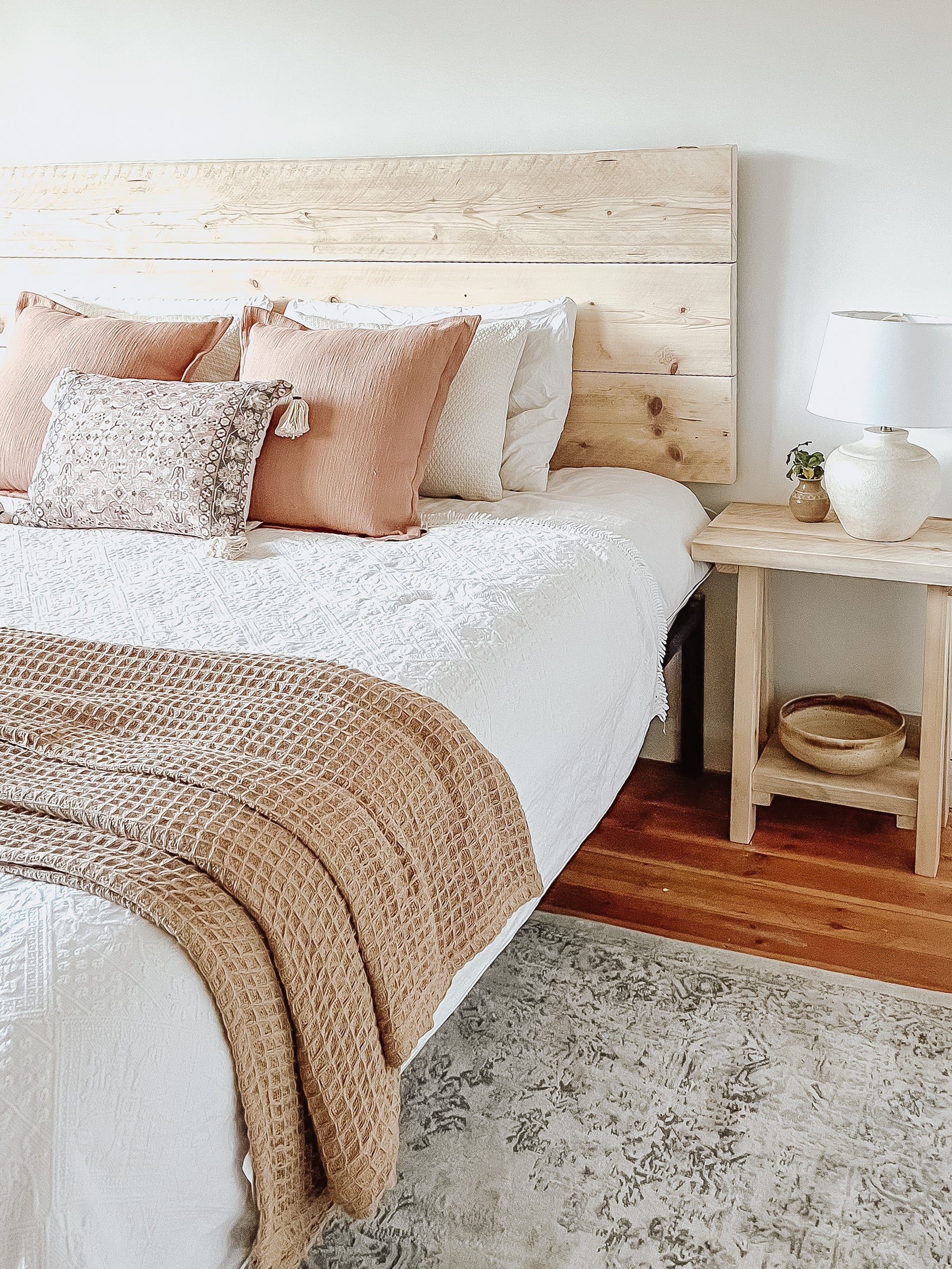 Rustic wood bedside table small reclaimed wooden side console nightstand bedroom bed side - Coastal Range