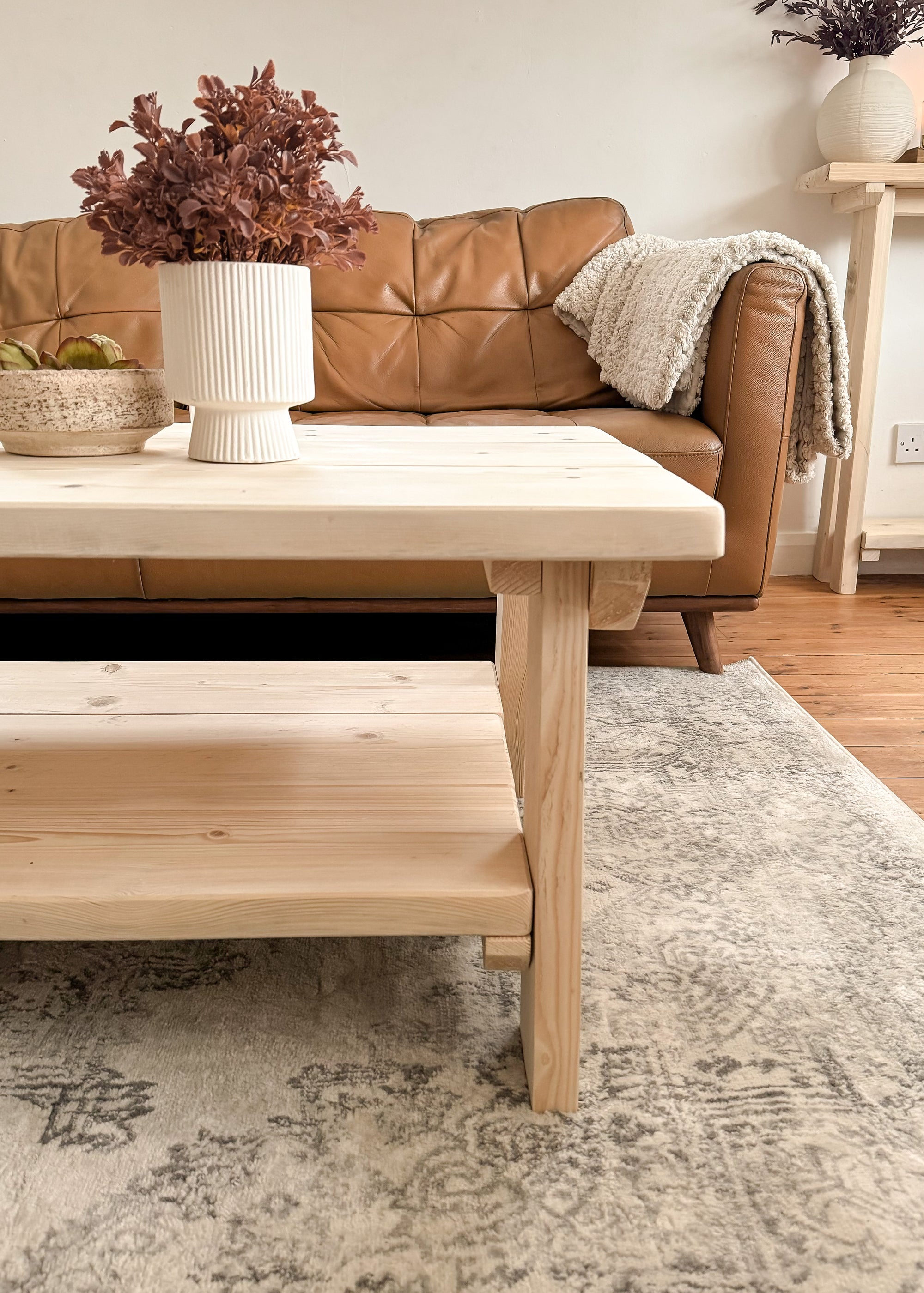 The Cotswold Coffee Table in various finishes: Natural, Limed Oak, Antique Oak, Antique Pine, Antique Elm.