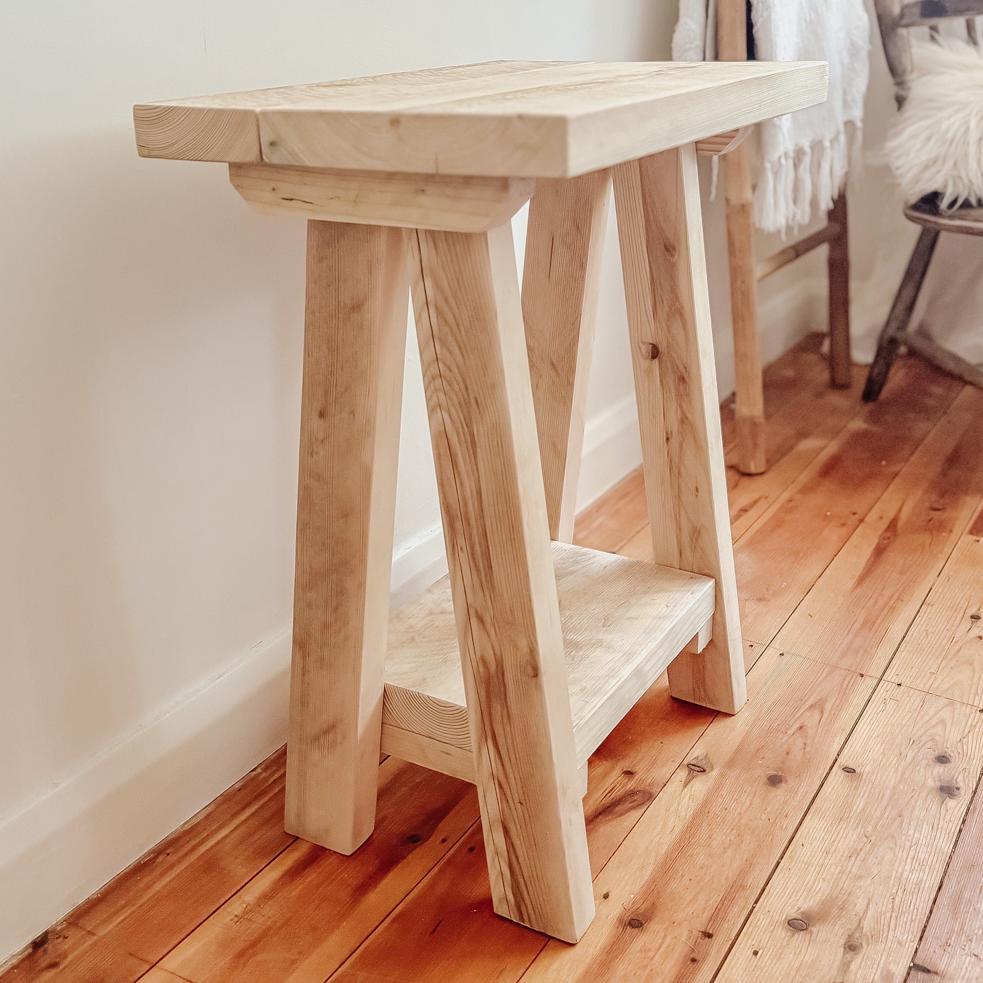 Rustic wood bedside table small reclaimed wooden side console nightstand bedroom bed side - Coastal Range