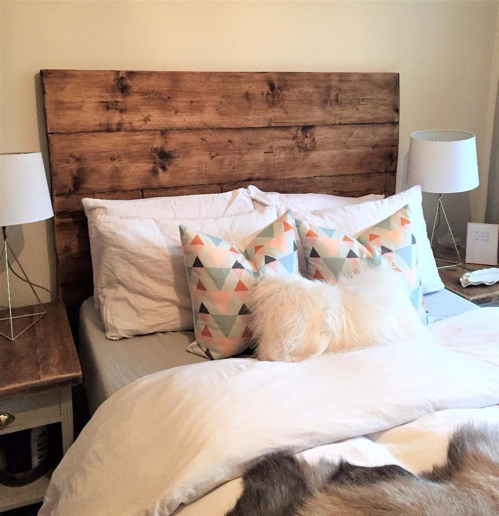 Wooden Headboard Reclaimed Rustic Bed Bedroom Double King Queen Single Rustic Plank Chunky Handmade In Britain Scandinavian Nordic Farmhouse.