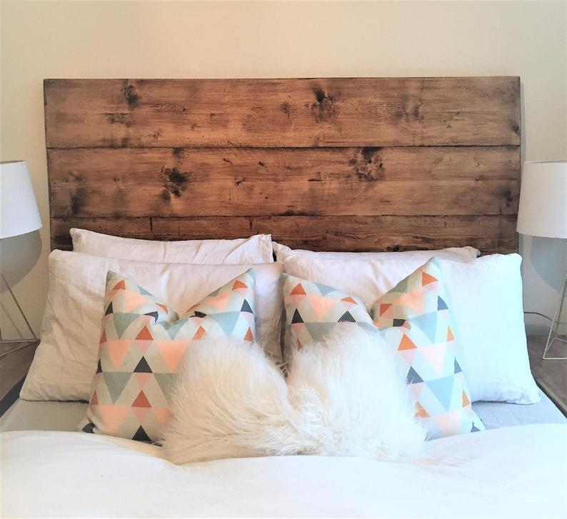 Wooden Headboard Reclaimed Rustic Bed Bedroom Double King Queen Single Rustic Plank Chunky Handmade In Britain Scandinavian Nordic Farmhouse