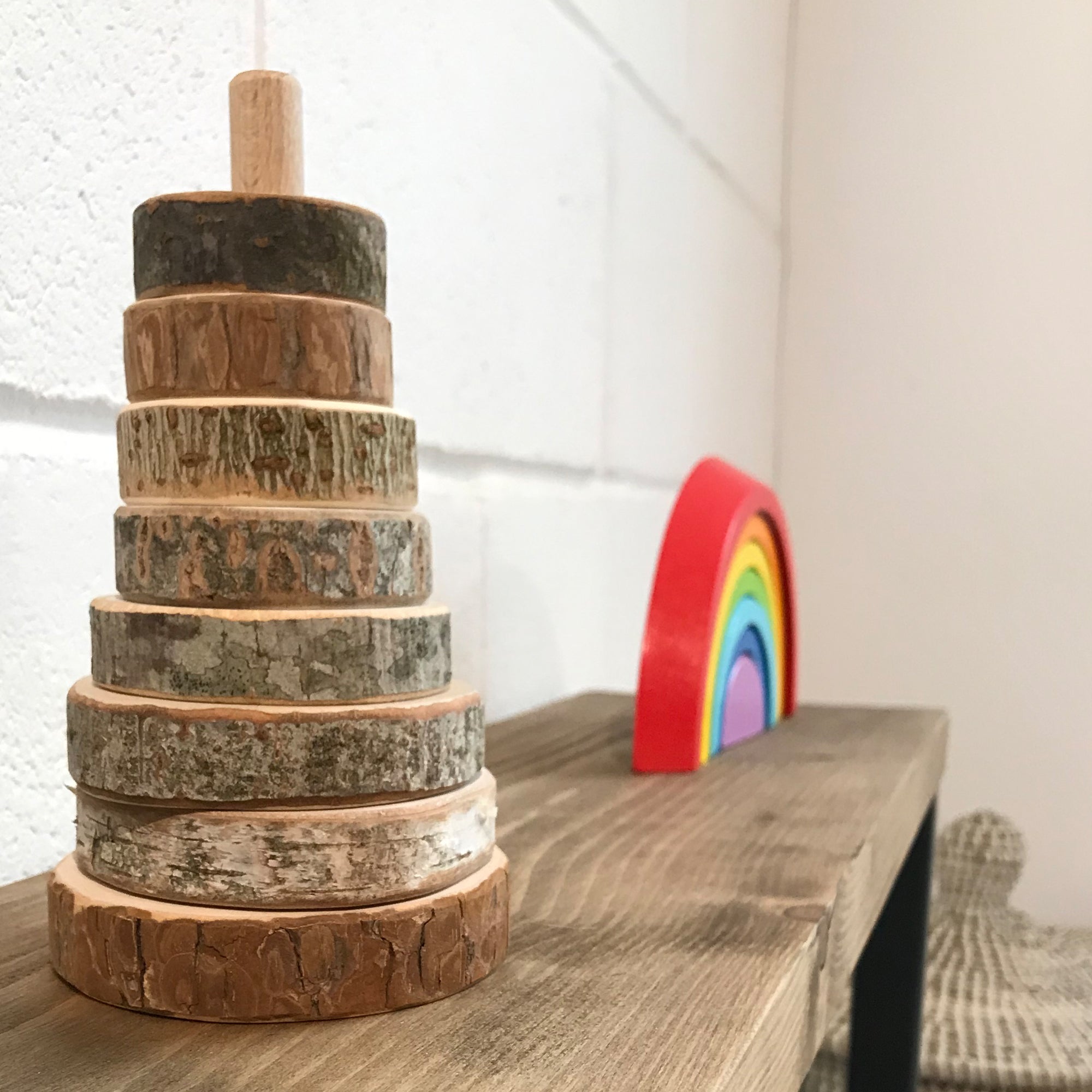 Childrens Bookcase Toy Storage Shelf Wall Shelves Solid Wooden Natural Rustic Chunky Bedroom Set Play Area Montessori Room Kids Display Open Books.