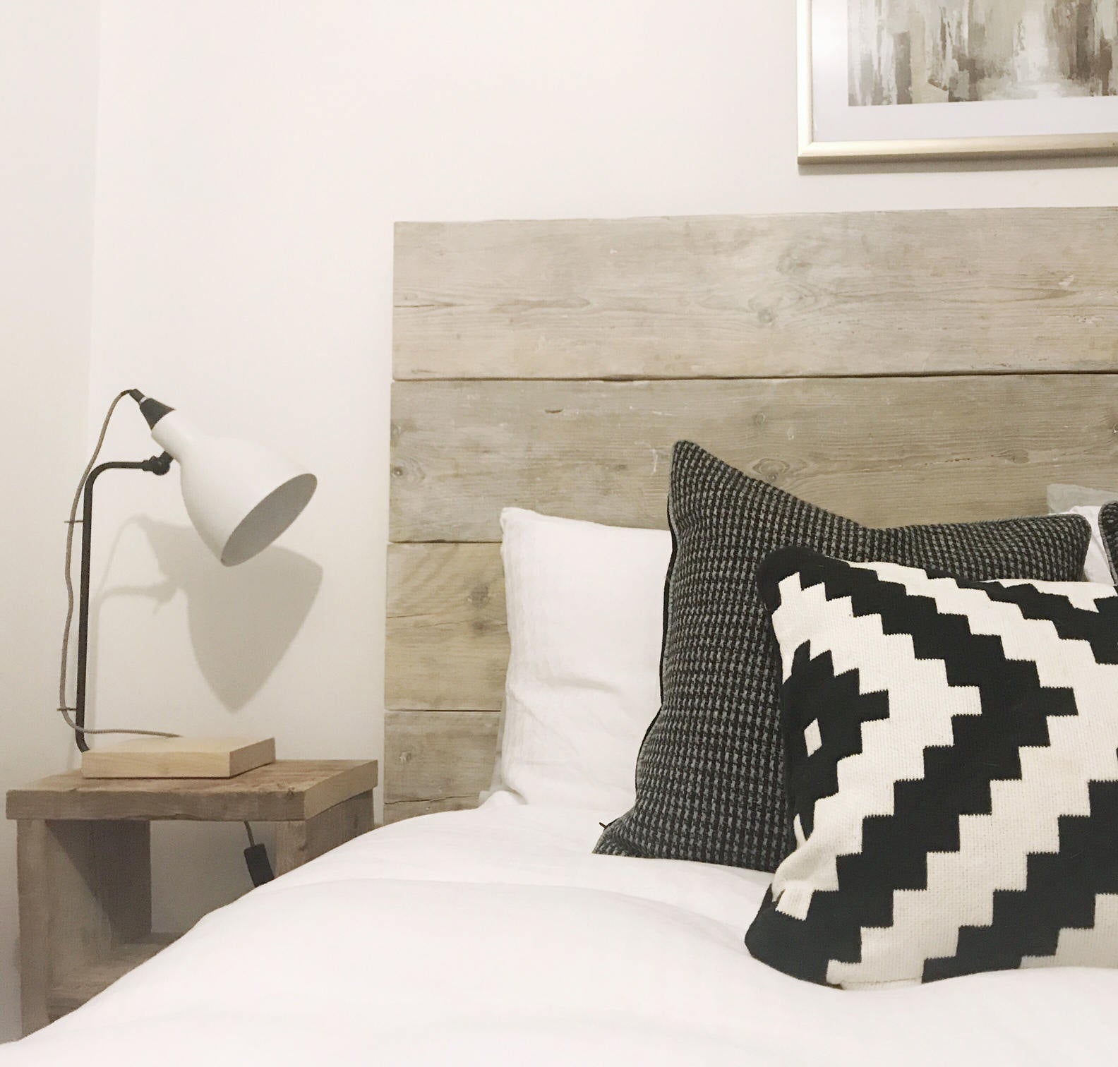 Headboard Wooden Grey Scandi Bed Wood Limed Solid Bedroom Double Rustic Gray Reclaimed King Chunky Single Scandinavian White.