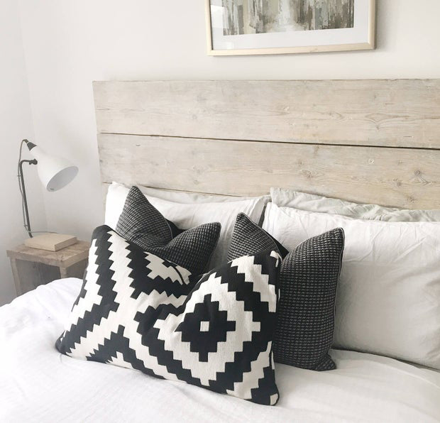 Headboard Wooden Grey Scandi Bed Wood Limed Solid Bedroom Double Rustic Gray Reclaimed King Chunky Single Scandinavian White.