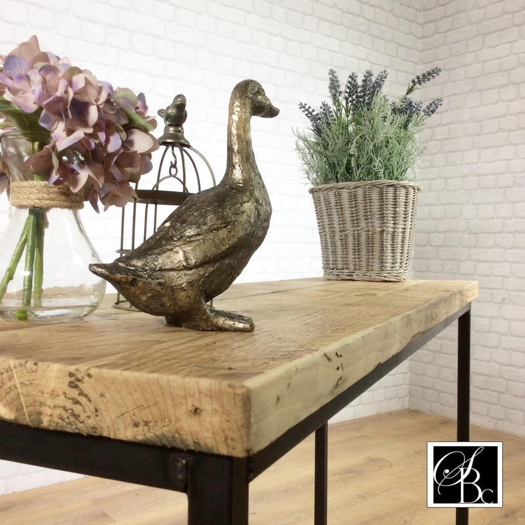 Industrial Entryway Hall Table Shelf Wood Vintage Metal Pine Sideboard Buffet Credenza Rustic Reclaimed Shoe Storage Hallway Entryway Scandi Console.