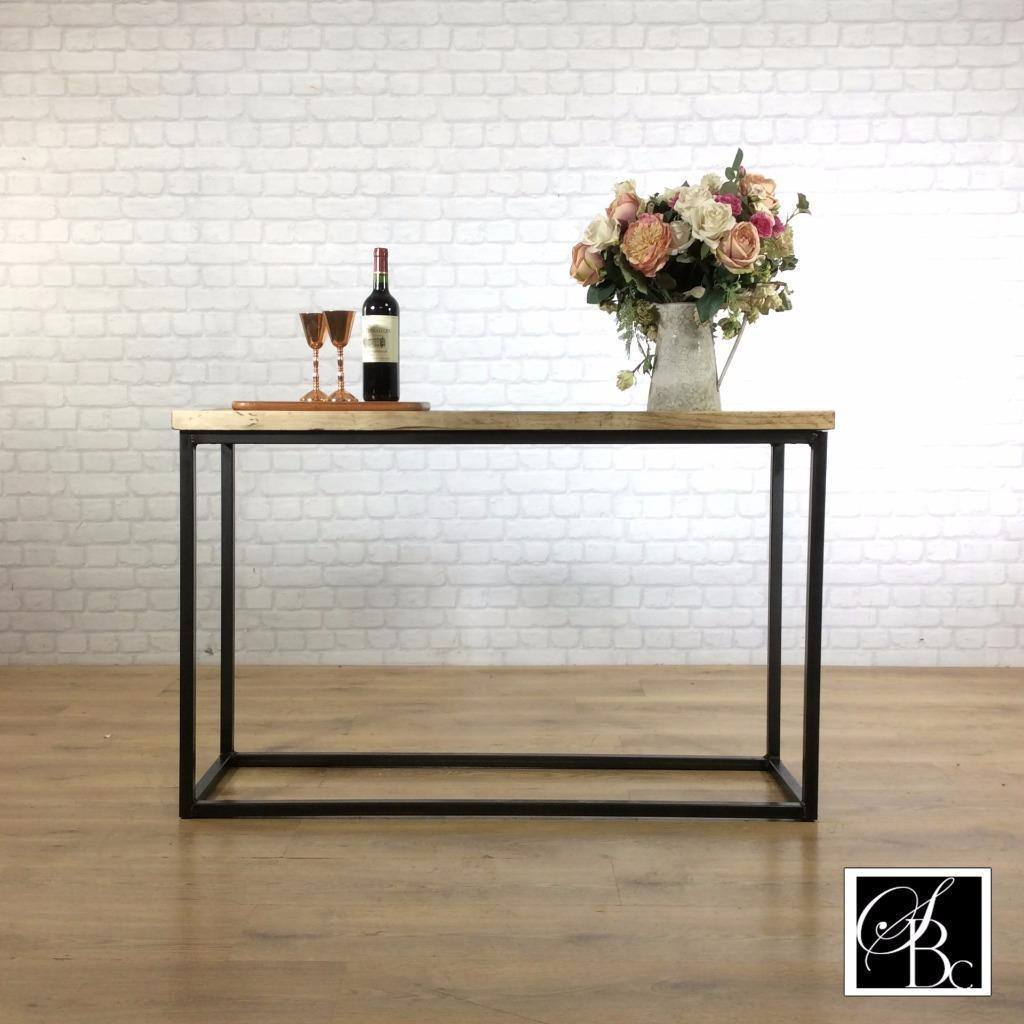 Industrial Entryway Hall Table Shelf Wood Vintage Metal Pine Sideboard Buffet Credenza Rustic Reclaimed Shoe Storage Hallway Entryway Scandi Console.