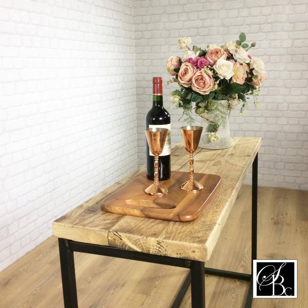 Industrial Entryway Hall Table Shelf Wood Vintage Metal Pine Sideboard Buffet Credenza Rustic Reclaimed Shoe Storage Hallway Entryway Scandi Console.