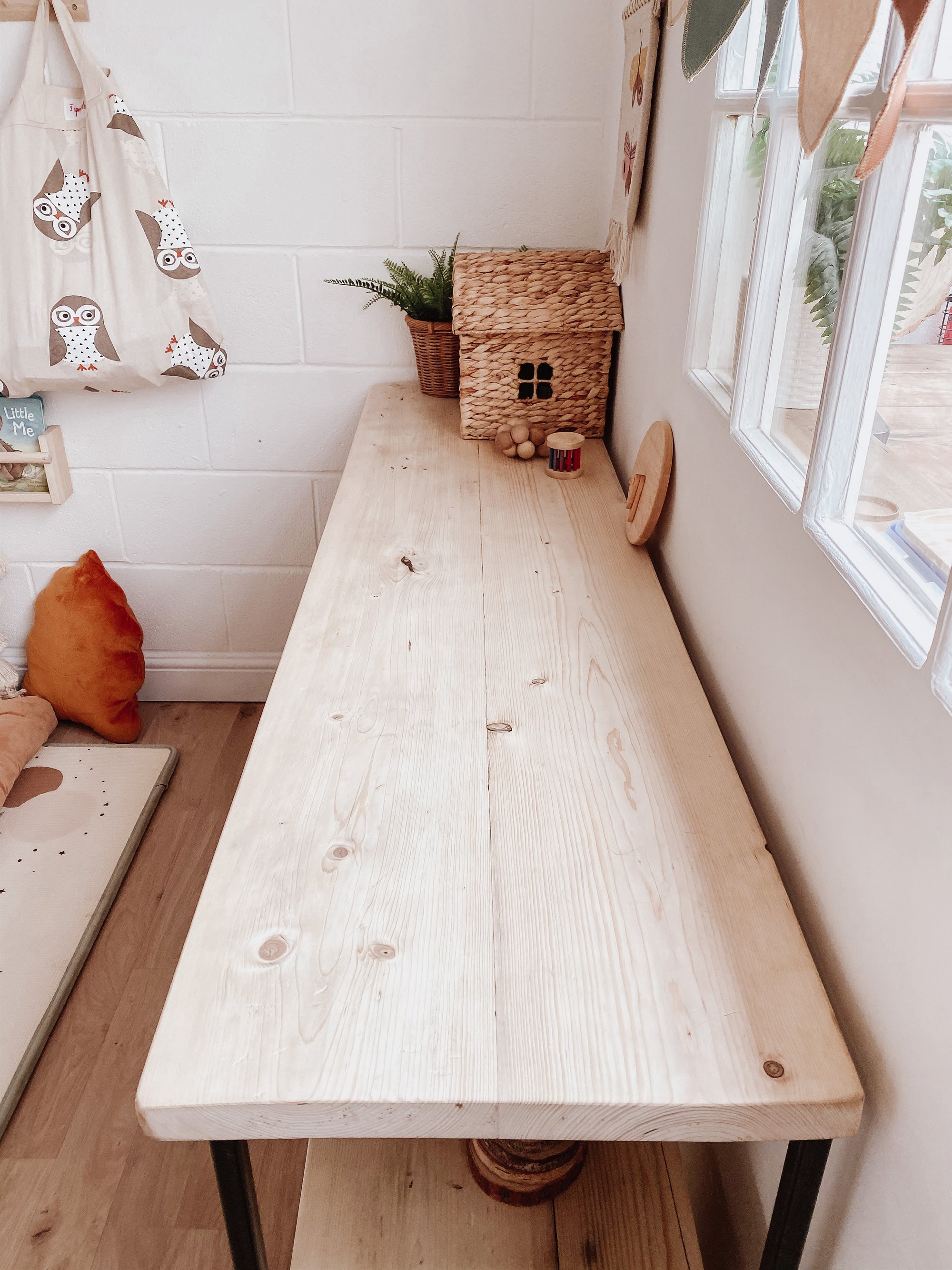 Wooden Toy Shelf Montessori Open Storage Bookcase Toyshelf Display wood raw play toddler kids bedroom furniture Scandi Nordic rustic boho shelving.