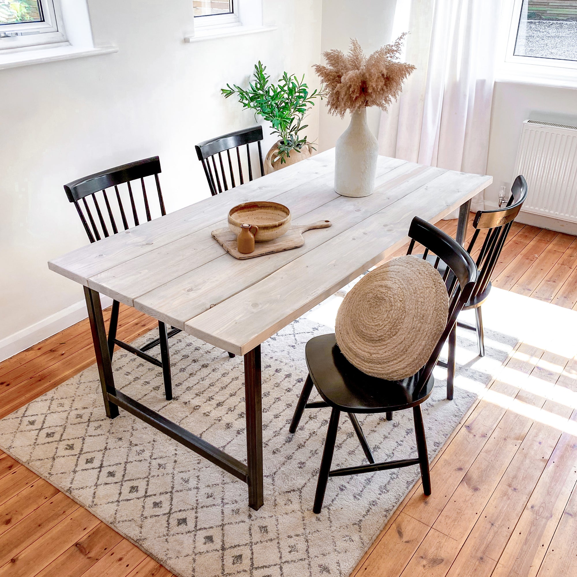 Grey Trestle Dining Table Wooden Kitchen Set Solid Wood Bench Chairs 4 Seat 8 Seater