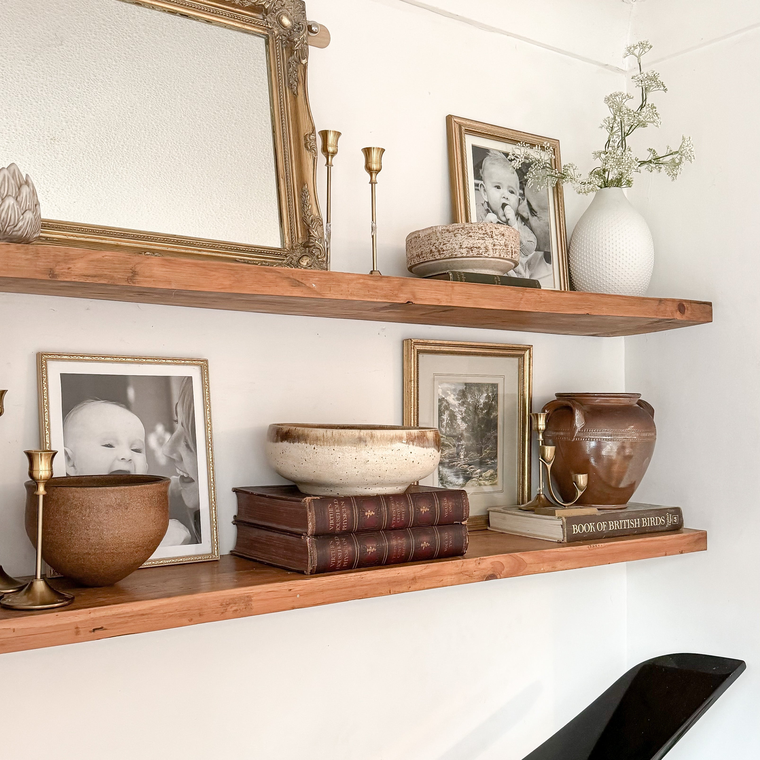 kitchen floating wooden shelves open scandi alcove victorian wood solid