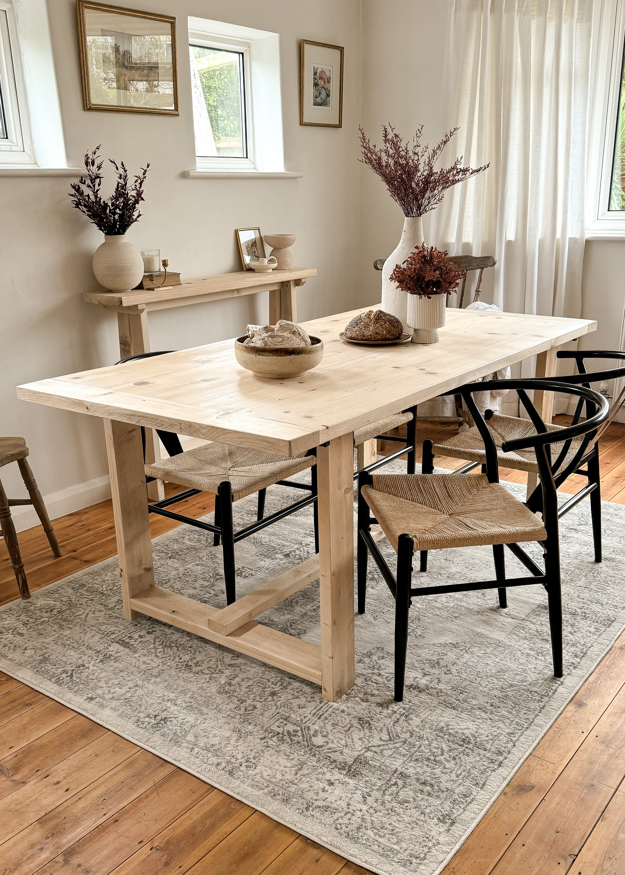 The Haven Dining Table | Handmade Rustic Reclaimed Wood | Sizes 100cm - 250cm | Farmhouse Refectory Style