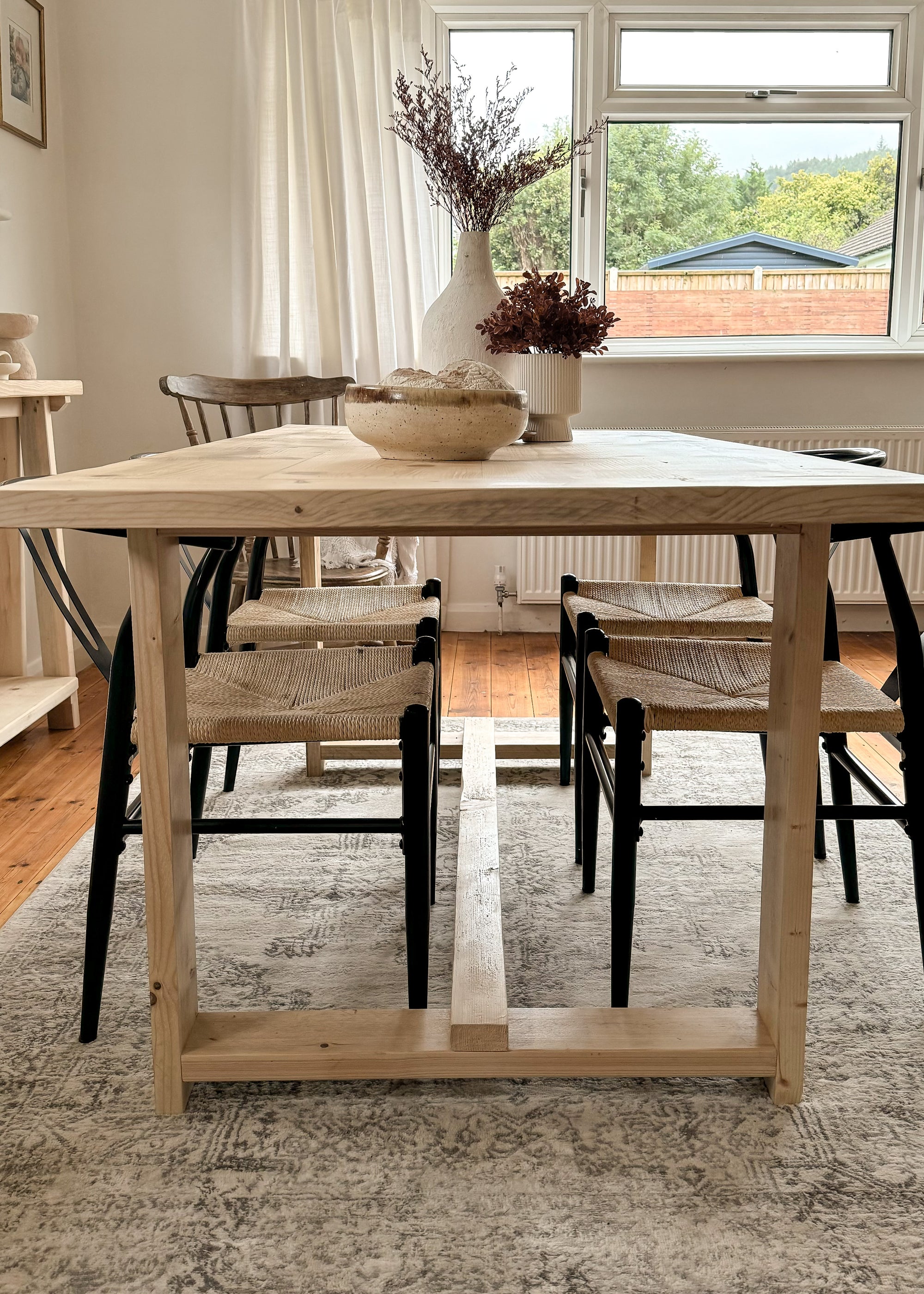 The Haven Dining Table | Handmade Rustic Reclaimed Wood | Sizes 100cm - 250cm | Farmhouse Refectory Style