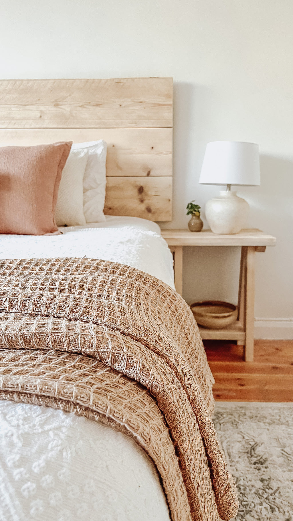 Rustic wood bedside table small reclaimed wooden side console nightstand bedroom bed side - Coastal Range