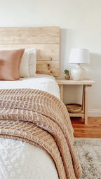 Rustic wood bedside table small reclaimed wooden side console nightstand bedroom bed side - Coastal Range