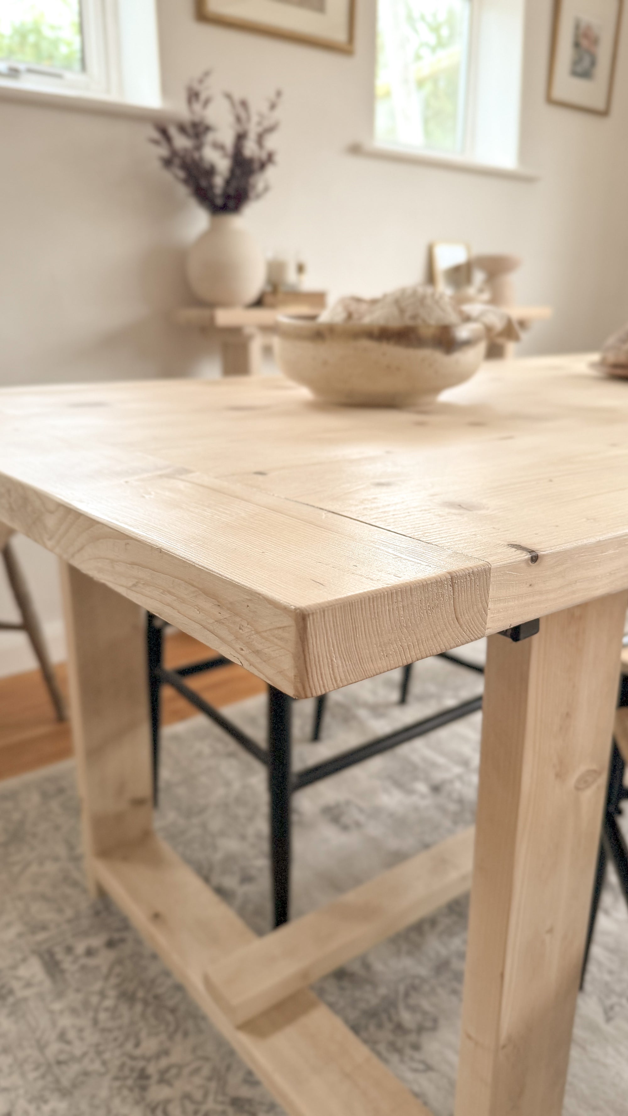 The Haven Dining Table | Handmade Rustic Reclaimed Wood | Sizes 100cm - 250cm | Farmhouse Refectory Style
