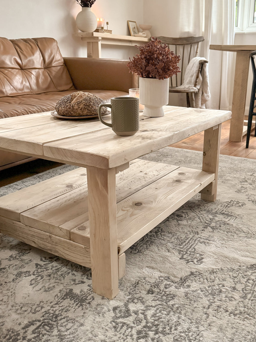Reclaimed wood wooden coffee tables in Natural for rustic living rooms