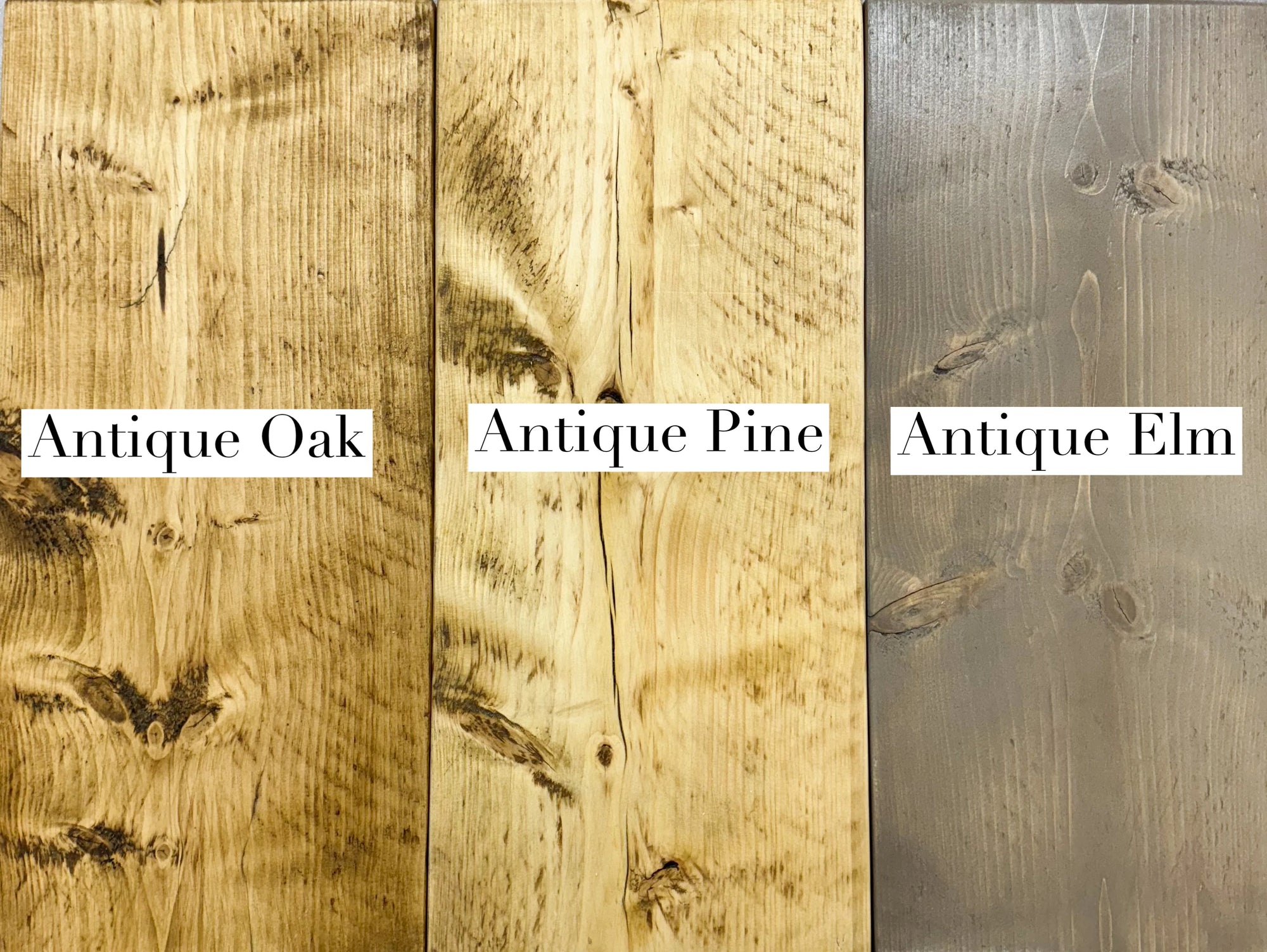 Various finishes: Natural, Limed Oak, Antique Oak, Antique Pine, Antique Elm.