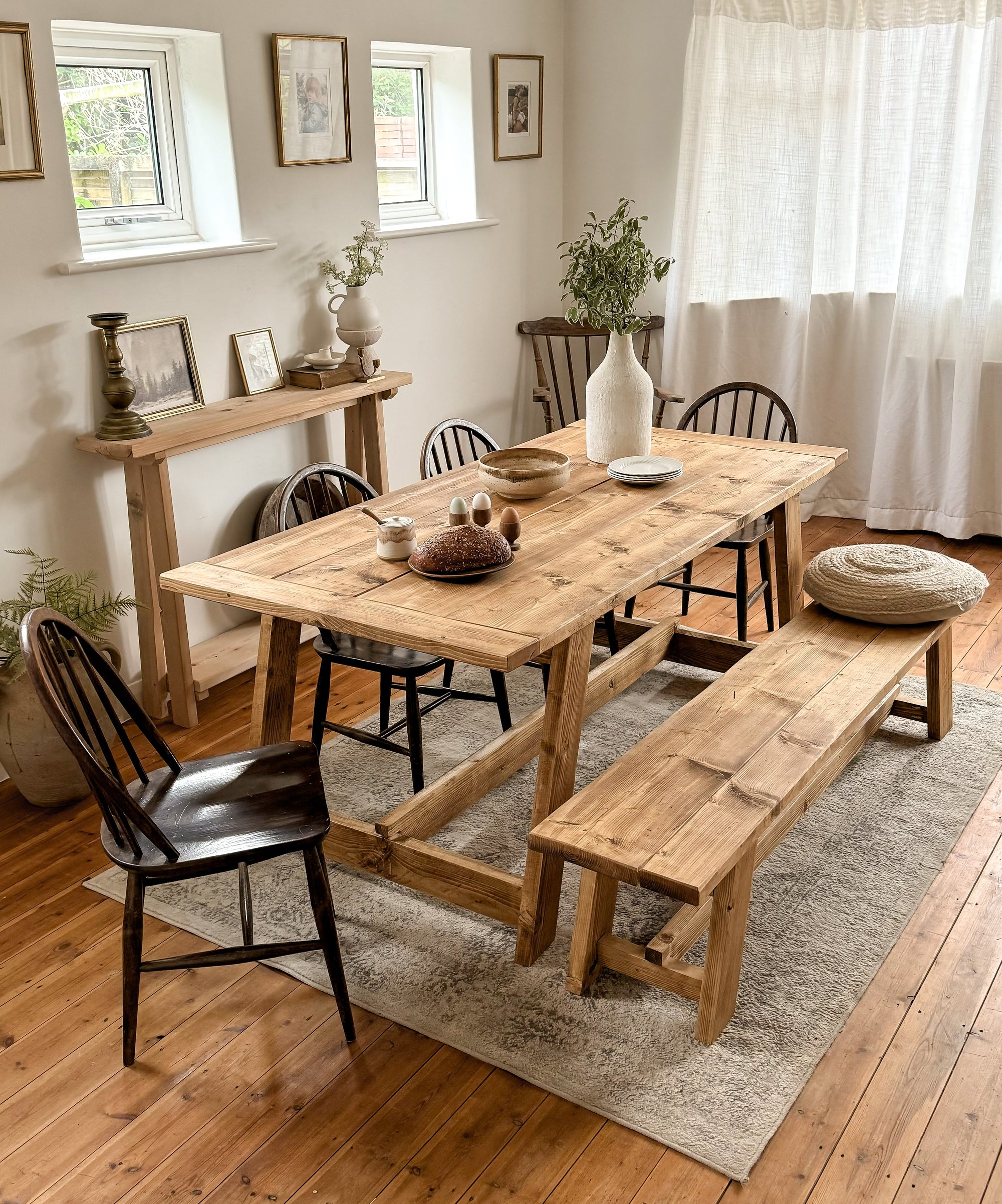 The Farmhouse rustic dining table made from reclaimed wood in Devon