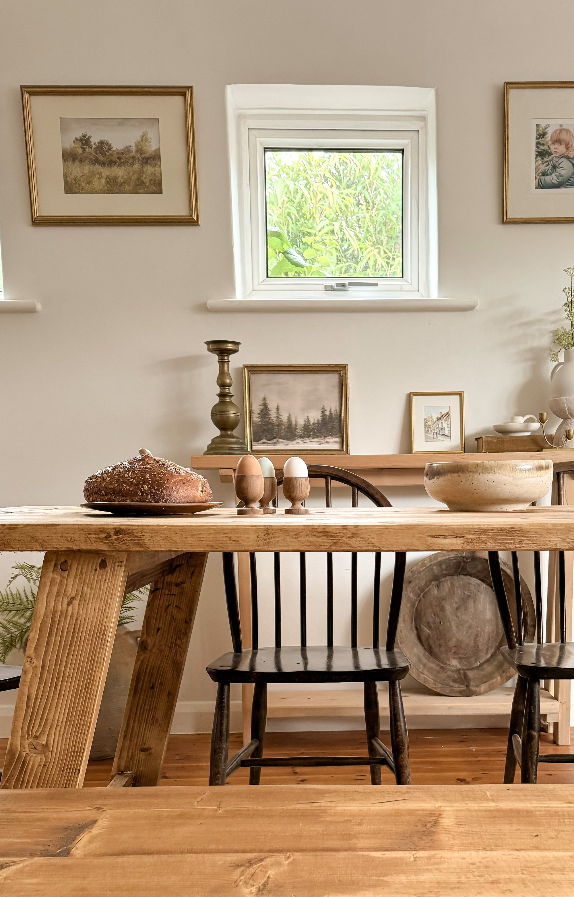Handmade rustic oak dining table for family meals and entertaining