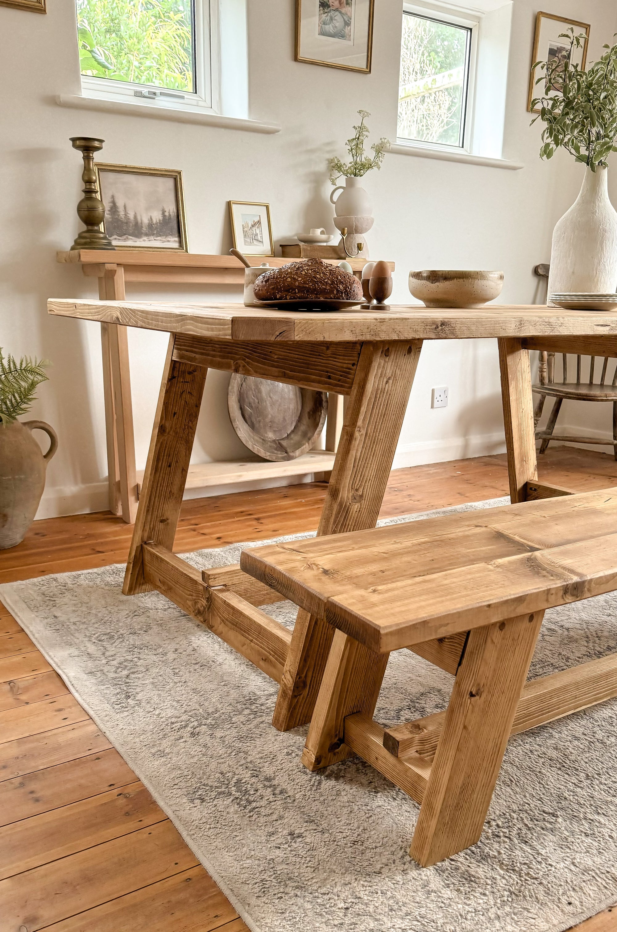 Eco-friendly reclaimed wood farmhouse dining table in large size