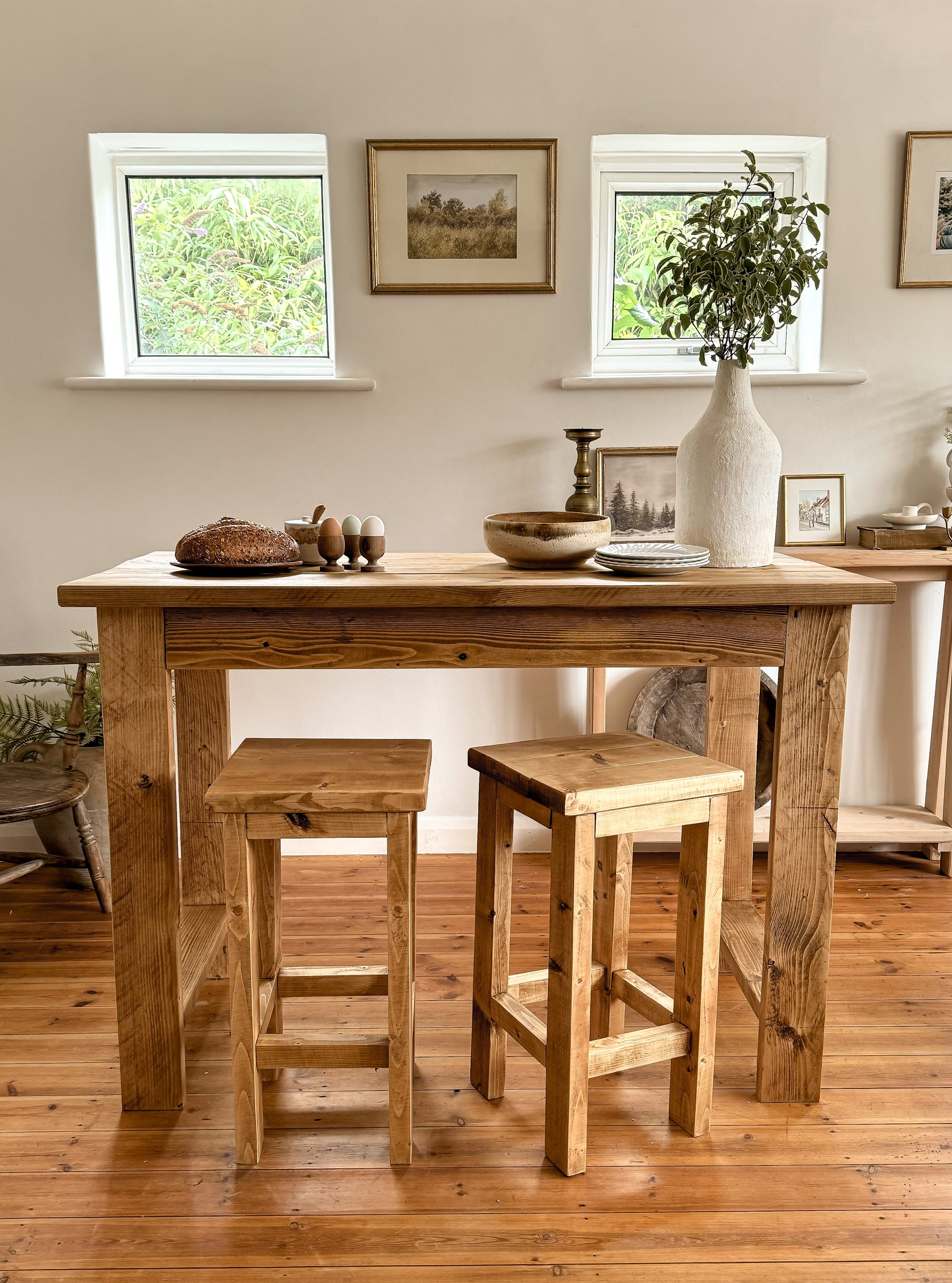 Bar table for kitchen in Antique Oak Finish, made from solid wood. 