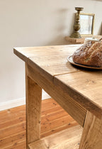 End grain detail of solid reclaimed wood used for The Pantry freestanding butchers block kitchen island