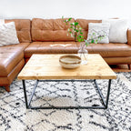 Wood Coffee Table Industrial Solid Reclaimed Rustic Farmhouse Style Plank Top Metal Steel Chunky Handmade in Britain