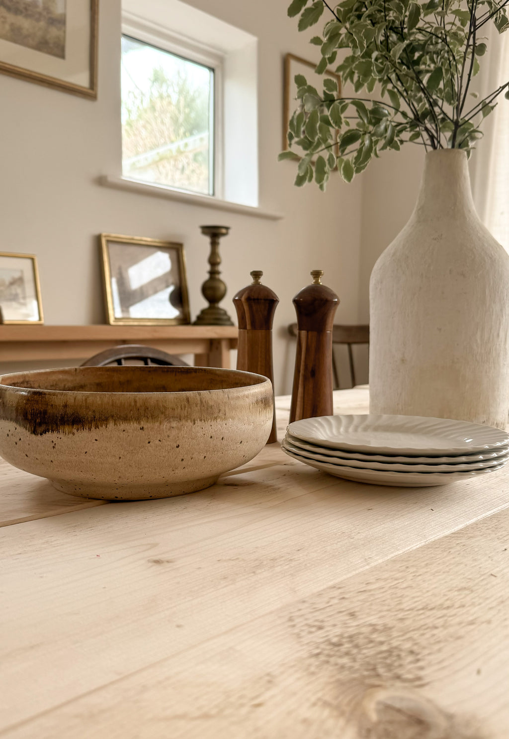 Detailed close up of reclaimed wood texture in the dining table