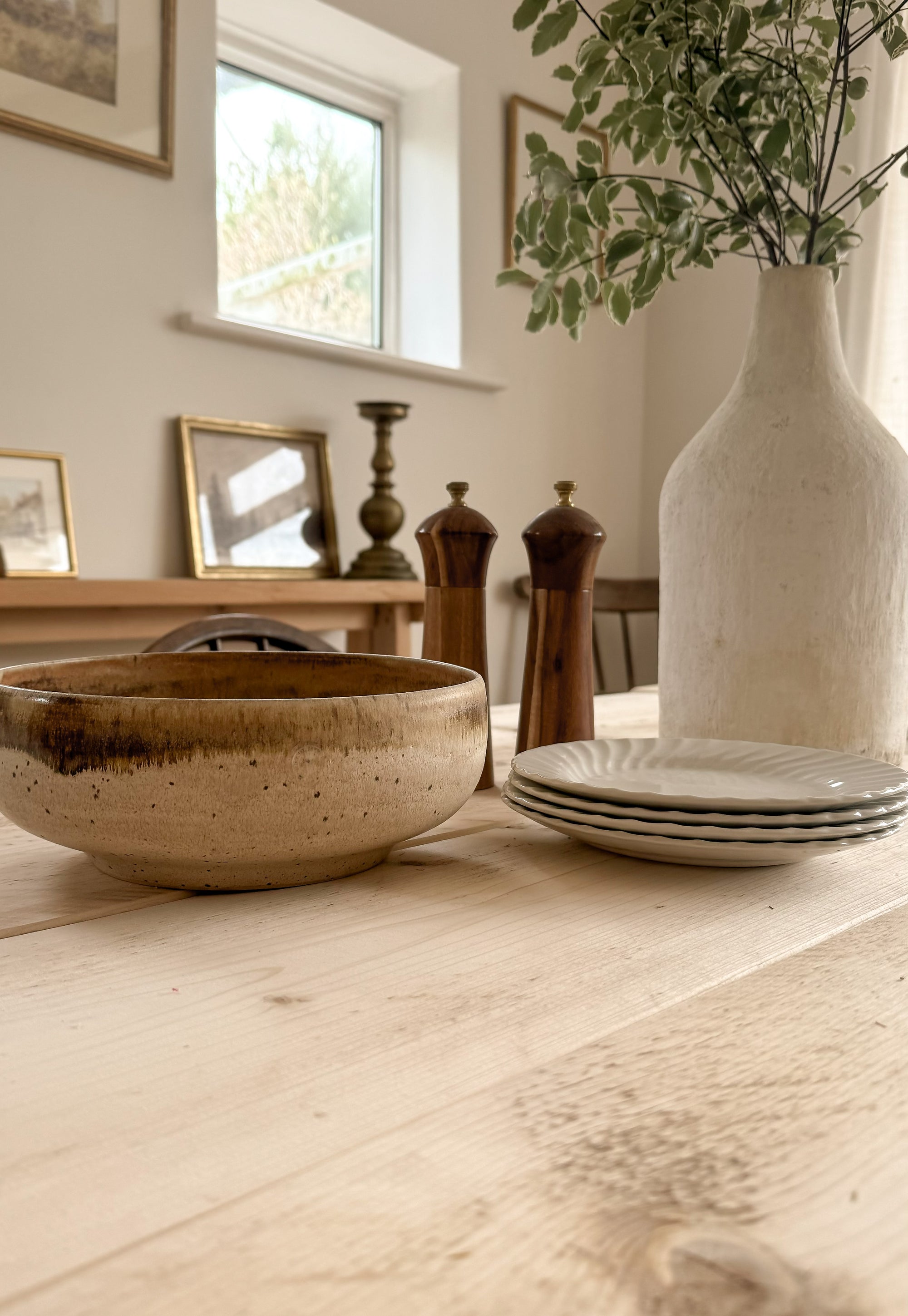 Detailed close up of reclaimed wood texture in the dining table