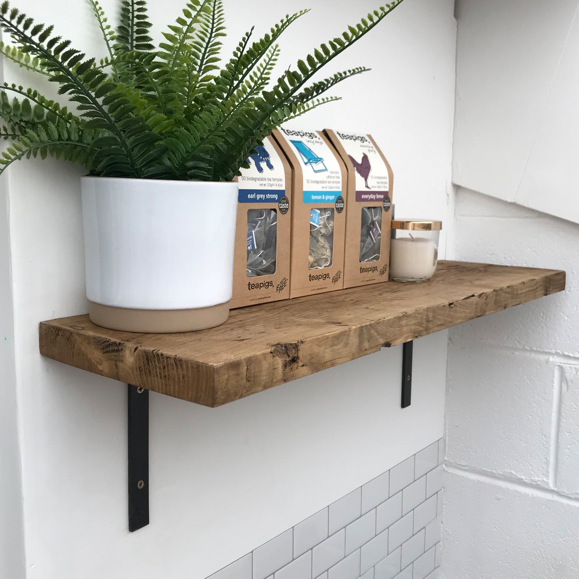 Wooden Shelves Industrial Wall Shelf With Metal Brackets Reclaimed Pine Rustic Kitchen Oak Solid  Shelving Display Restaurant Cafe Made to measure.