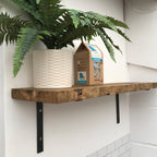 Wooden Shelves Industrial Wall Shelf With Metal Brackets Reclaimed Pine Rustic Kitchen Oak Solid  Shelving Display Restaurant Cafe Made to measure.