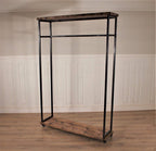 Clothes Hanging Rail  Industrial Wardrobe Display Shelf Shoe Vintage Open Rack Stand Shop Storage Wood Metal Hanger Coat Handmade.