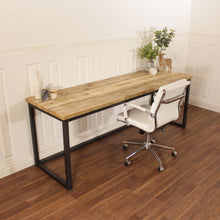 Load image into Gallery viewer, Reclaimed Wood Desk Industrial Table Rustic Wooden Executive Office Corner Desk L shaped PC Storage Unit Steel Farmhouse Display Chunky.

