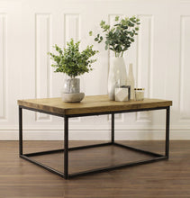 Load image into Gallery viewer, Handcrafted Industrial Coffee Table with Reclaimed Wood Plank Top and Metal Steel Base
