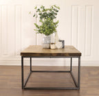 Industrial Coffee Table Solid Wood Vintage Reclaimed Rustic Farmhouse Style Plank Top Metal Steel Chunky Handmade in Britain.