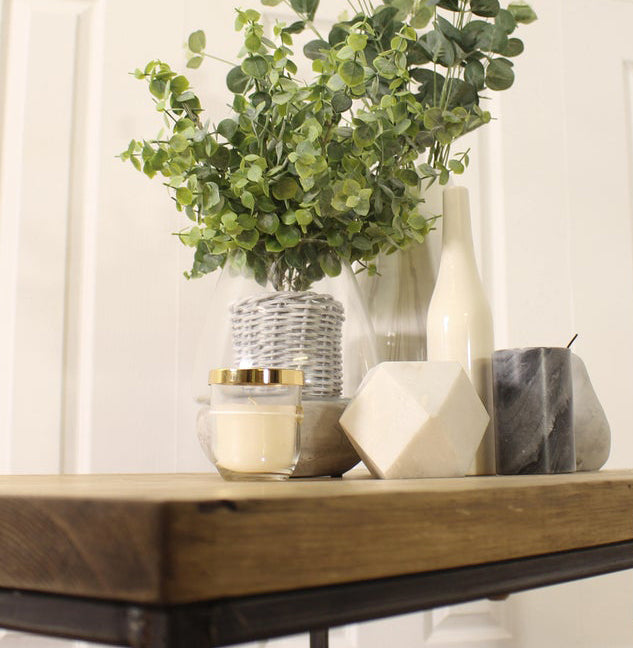 Industrial Coffee Table Solid Wood Vintage Reclaimed Rustic Farmhouse Style Plank Top Metal Steel Chunky Handmade in Britain.
