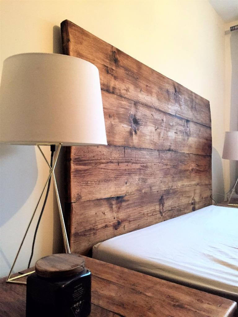 Wooden Headboard Reclaimed Rustic Bed Bedroom Double King Queen Single Rustic Plank Chunky Handmade In Britain Scandinavian Nordic Farmhouse.