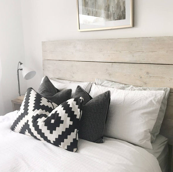 Headboard Wooden Grey Scandi Bed Wood Limed Solid Bedroom Double Rustic Gray Reclaimed King Chunky Single Scandinavian White.