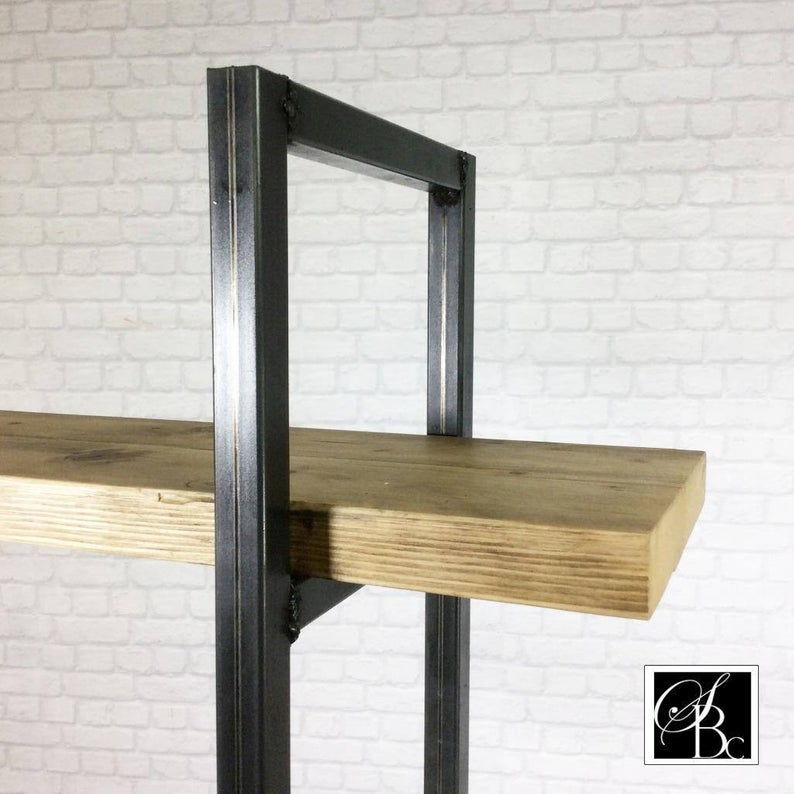 Industrial Retro Bookcase Unit Vintage Metal Reclaimed Solid Wood Storage Pine Oak Metal Shelves Shelf Display Bespoke Handmade in Britain.