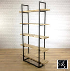 Industrial Retro Bookcase Unit Vintage Metal Reclaimed Solid Wood Storage Pine Oak Metal Shelves Shelf Display Bespoke Handmade in Britain.
