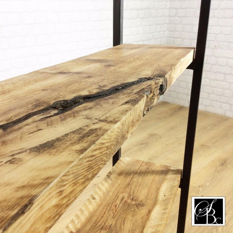 Industrial Retro Bookcase Unit Vintage Metal Reclaimed Solid Wood Storage Pine Oak Metal Shelves Shelf Display Bespoke Handmade in Britain.