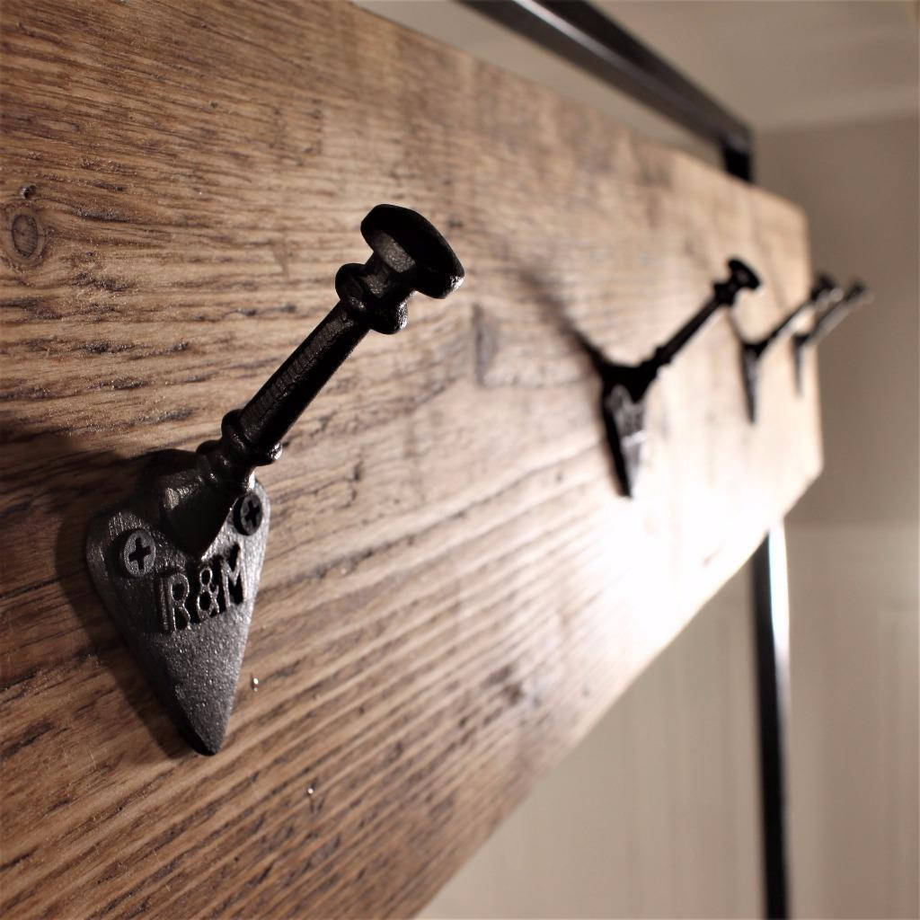 Industrial Hall Stand Coat Rack Storage Shoe Hooks Wood Rustic Reclaim