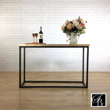 Load image into Gallery viewer, Industrial Entryway Hall Table Shelf Wood Vintage Metal Pine Sideboard Buffet Credenza Rustic Reclaimed Shoe Storage Hallway Entryway Scandi Console.
