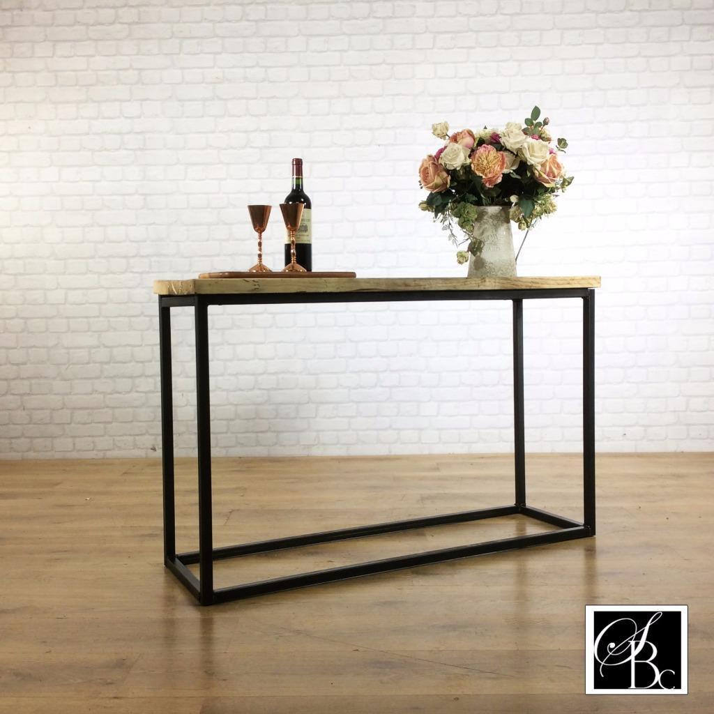 Industrial Entryway Hall Table Shelf Wood Vintage Metal Pine Sideboard Buffet Credenza Rustic Reclaimed Shoe Storage Hallway Entryway Scandi Console.