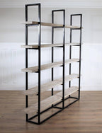 Industrial Scandi Wood Bookcase Bookshelf Shelves Unit Vintage Metal Solid Storage Shelving Shelf Display Rustic Retro Nordic Scandi.
