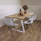 Industrial Dining Table ANY COLOUR base Rustic solid Kitchen Steel Reclaimed Modern Any RAL colour powder coat Handmade in Britain.