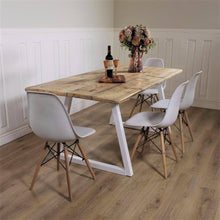 Load image into Gallery viewer, Industrial Dining Table ANY COLOUR base Rustic solid Kitchen Steel Reclaimed Modern Any RAL colour powder coat Handmade in Britain.
