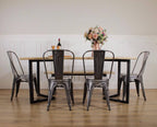 Industrial Dining Table Rustic solid Kitchen farmhouse Steel Reclaimed Lewis.