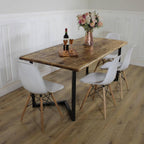 Industrial Dining Table Rustic solid Kitchen farmhouse Steel Reclaimed Lewis.