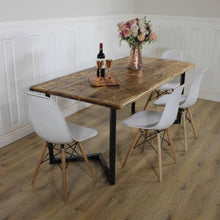Load image into Gallery viewer, Industrial Dining Table Rustic solid Kitchen farmhouse Steel Reclaimed Lewis.
